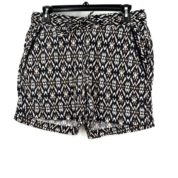 Eddie Bauer‎ Size Medium Black Brown Abstract Drawstring Pockets Summer Casual - Picture 1 of 5